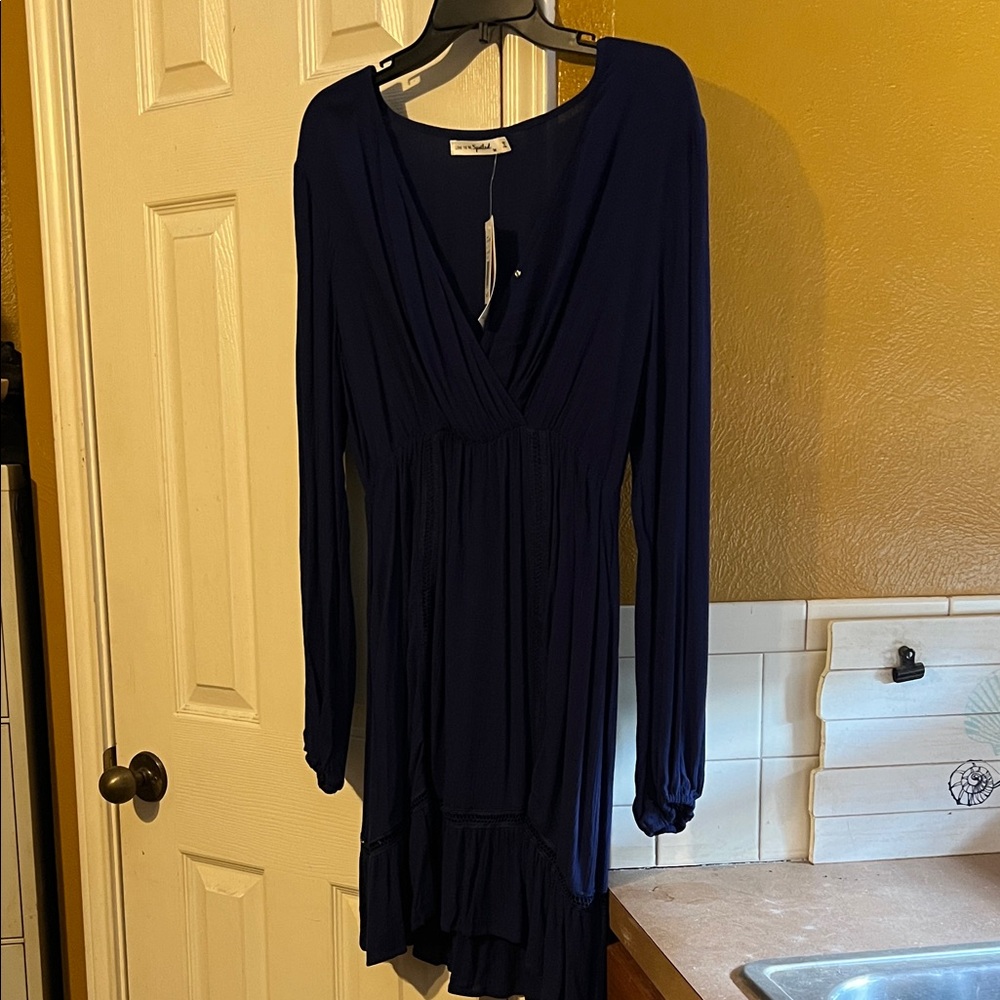 Live to be spoiled Deep Blue Long Sleeve Dress